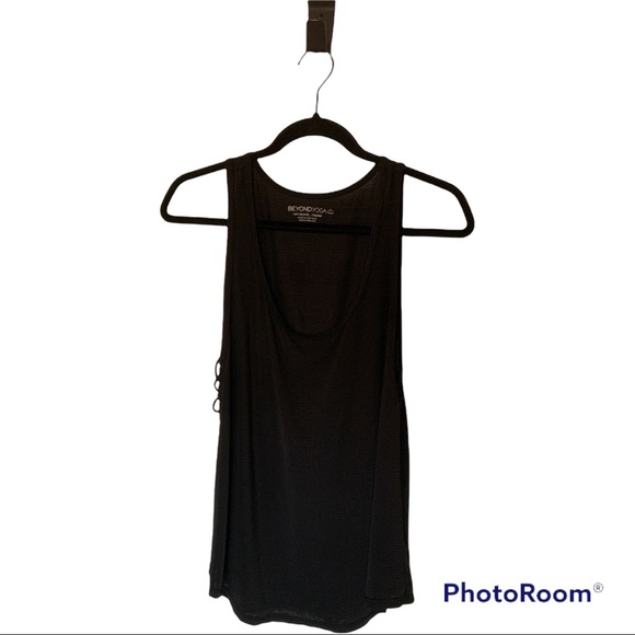 BEYOND YOGA Criss-Cross Side Jersey Muscle Tank in Black - SZ SMALL - Picture 6 of 9